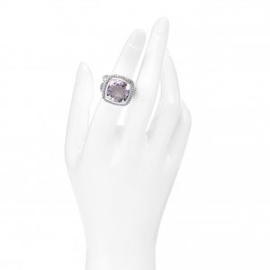 DAVID YURMAN Sterling Silver Diamond Amethyst 14mm Albion Ring